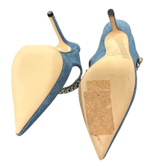 Jimmy Choo Bing Denim Embellished Pump Heels Gala Party Guest Formal Statement 5 - Picture 10 of 13